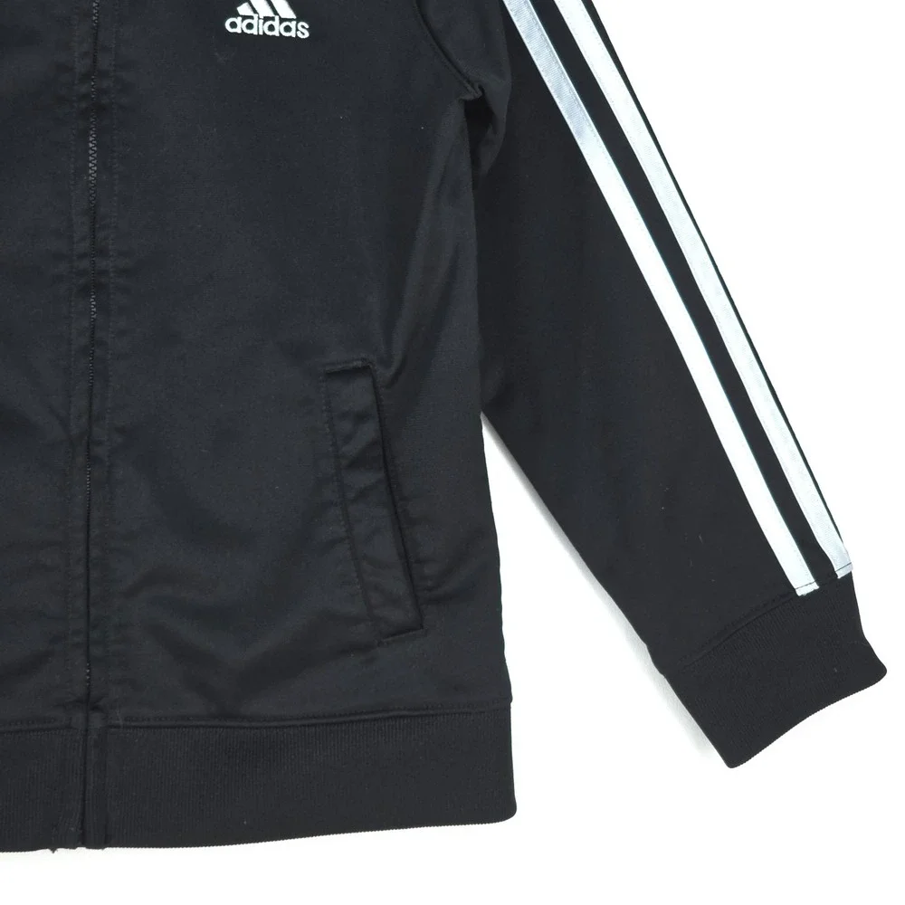 Adidas Tricot‎ Jacket Boys 6 Long Sleeve Big Logo 3 Stripe Center Activewear